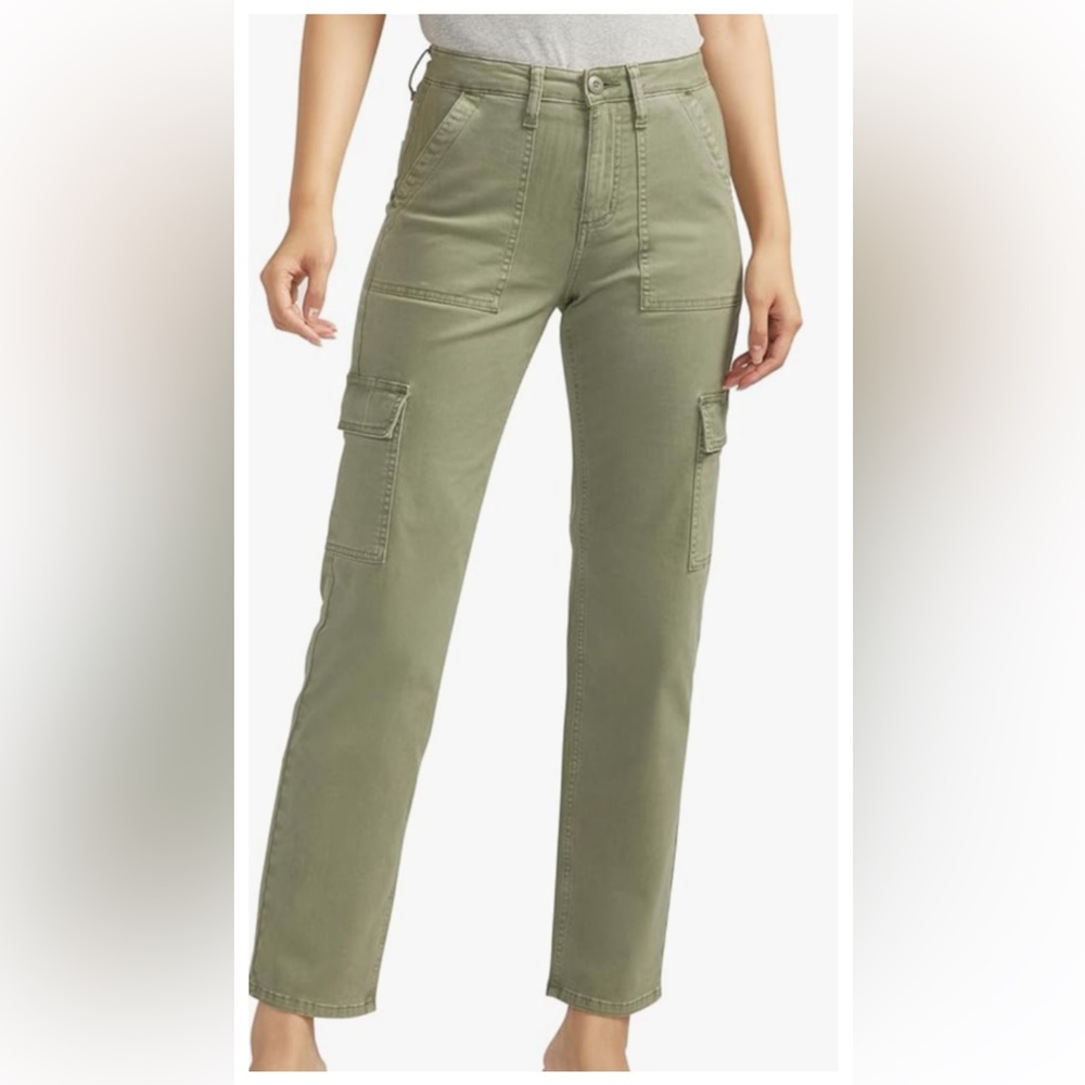 Silver Jeans Co. Women's Suki Mid Rise Curvy Fit Cargo Pants 26 green